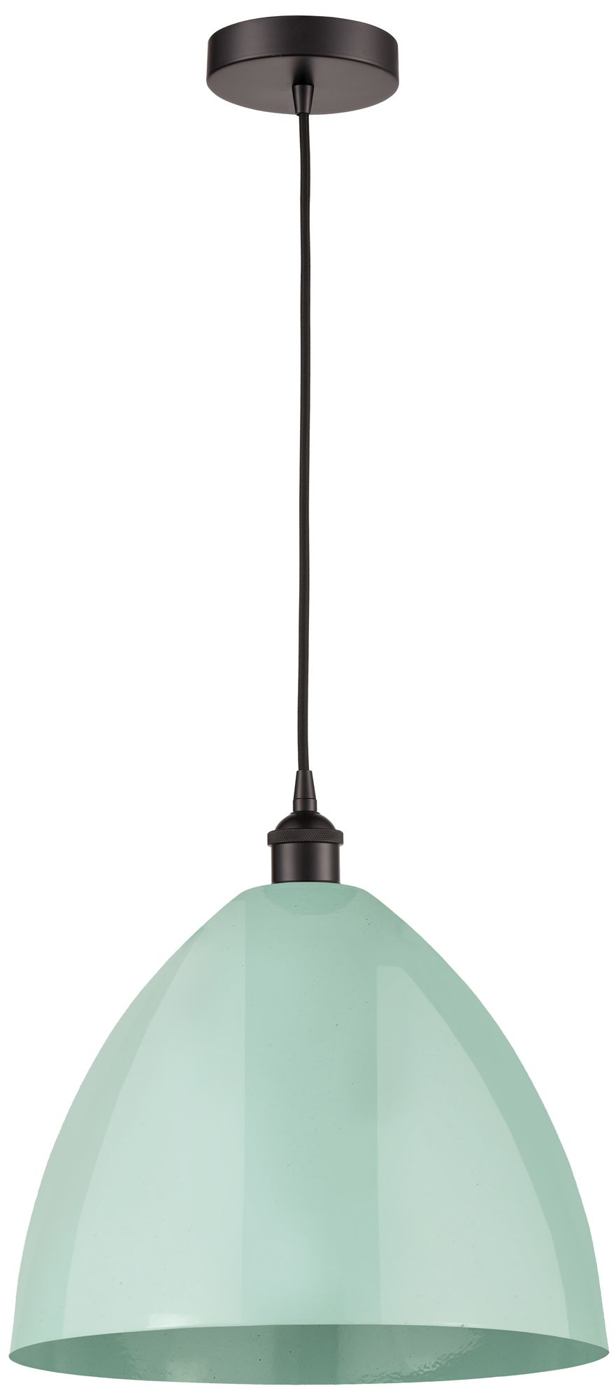 Edison Plymouth Dome 16"W Oiled Bronze Corded Mini Pendant w/ Seafoam