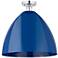Edison Plymouth Dome 16"W Polished Chrome Semi Flush Mount w/ Blue Sha