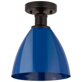 Edison Plymouth Dome 7.5" Wide Bronze Semi Flush Mount w/ Blue Shade Edison Plymouth Dome 7.5" Wide Bronze Semi Flush Mount w/ Blue Shade