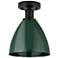 Edison Plymouth Dome 7.5" Wide Bronze Semi Flush Mount w/ Green Shade