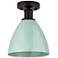 Edison Plymouth Dome 7.5" Wide Bronze Semi Flush Mount w/ Seafoam Shad