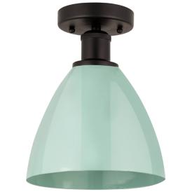 Edison Plymouth Dome 7.5" Wide Bronze Semi Flush Mount w/ Seafoam Shad Edison Plymouth Dome 7.5" Wide Bronze Semi Flush Mount w/ Seafoam Shad