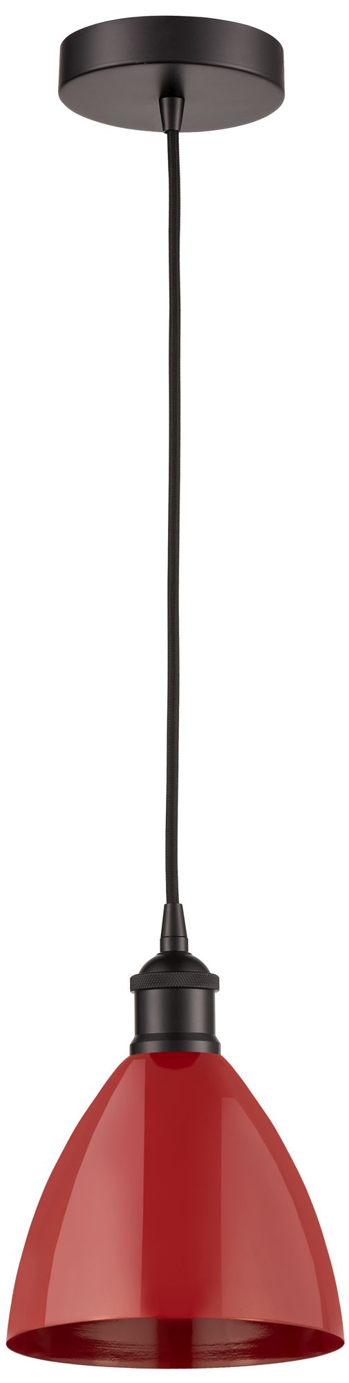 Edison Plymouth Dome 7.5"W Oiled Bronze Cord Hung Mini Pendant w/ Red