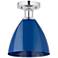 Edison Plymouth Dome 7.5"W Polished Chrome Semi Flush Mount w/ Blue Sh