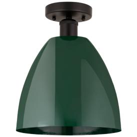 Edison Plymouth Dome 9" Wide Bronze Semi Flush Mount w/ Green Shade Edison Plymouth Dome 9" Wide Bronze Semi Flush Mount w/ Green Shade