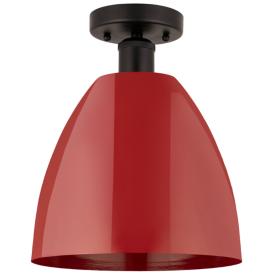 Edison Plymouth Dome 9" Wide Bronze Semi Flush Mount w/ Red Shade Edison Plymouth Dome 9" Wide Bronze Semi Flush Mount w/ Red Shade