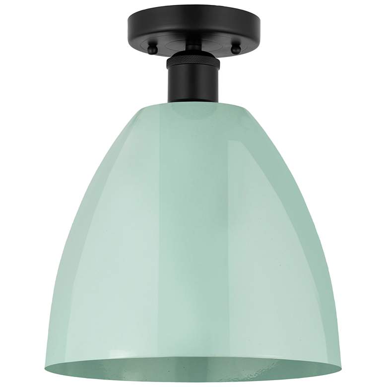 Image 1 Edison Plymouth Dome 9" Wide Matte Black Semi Flush Mount w/ Seafoam S