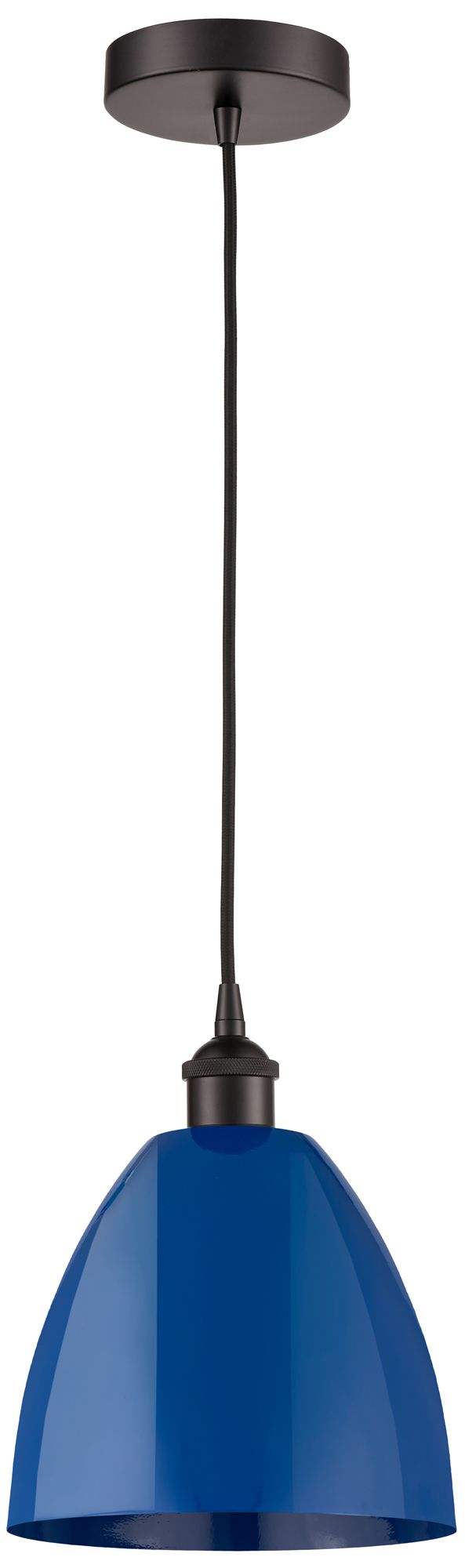 Edison Plymouth Dome 9"W Oiled Bronze Cord Hung Mini Pendant w/ Blue S