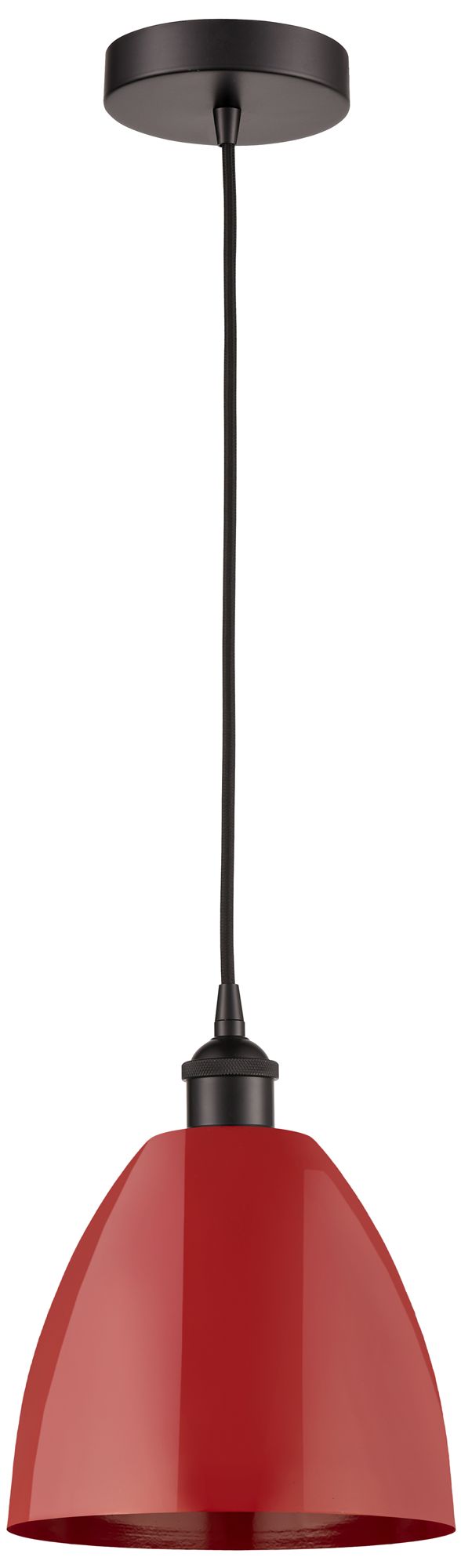 Edison Plymouth Dome 9"W Oiled Bronze Cord Hung Mini Pendant w/ Red Sh