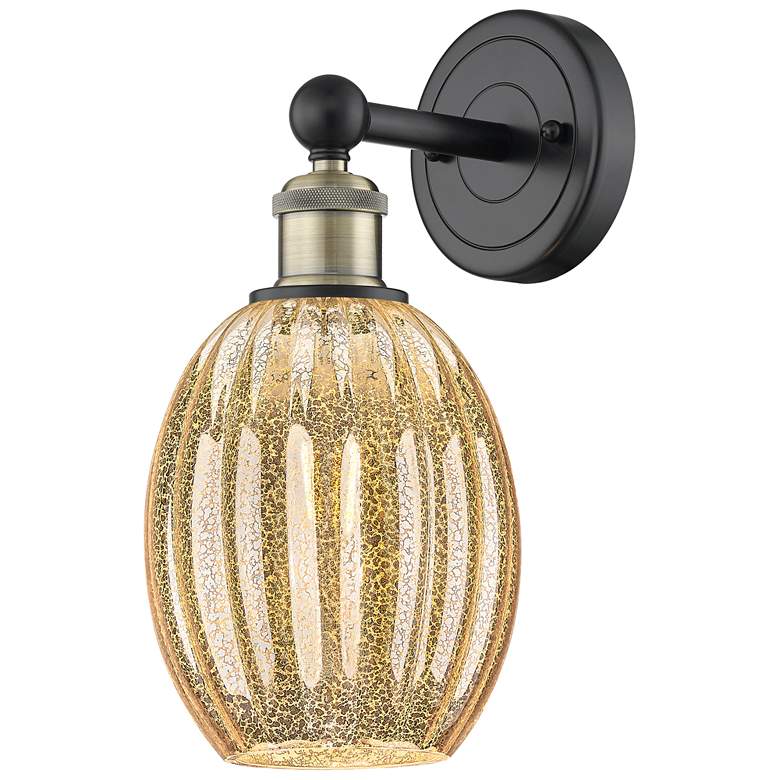 Image 1 Edison Preston 13"H Black Antique Brass Sconce With Mercury Bulb Shade