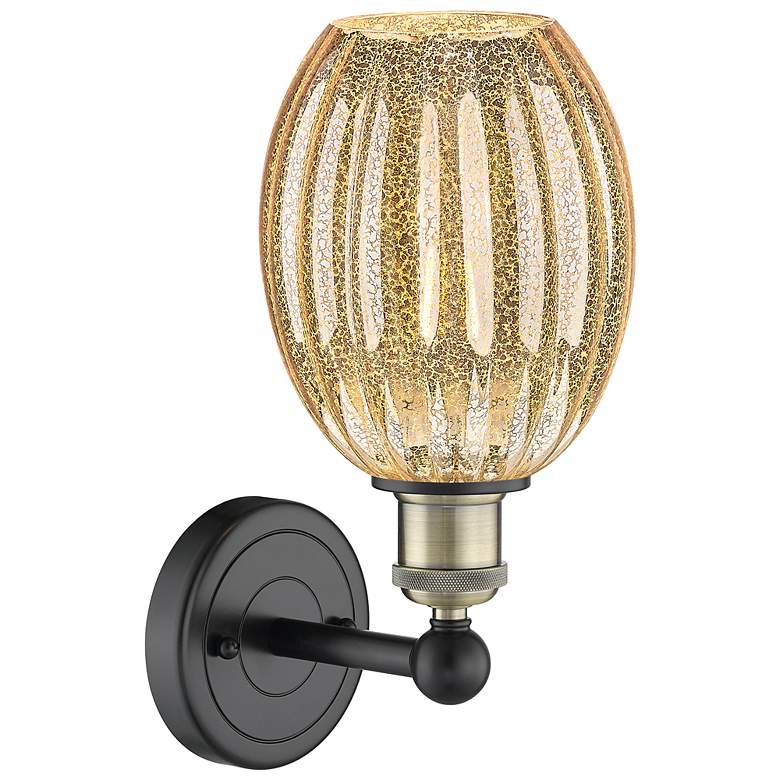 Image 2 Edison Preston 13"H Black Antique Brass Sconce With Mercury Bulb Shade more views