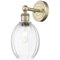 Edison Preston 13" High Antique Brass Sconce With Clear Bulb Shade