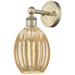 Edison Preston 13" High Antique Brass Sconce With Mercury Bulb Shade
