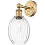 Edison Preston 13" High Brushed Brass Sconce With Clear Bulb Shade