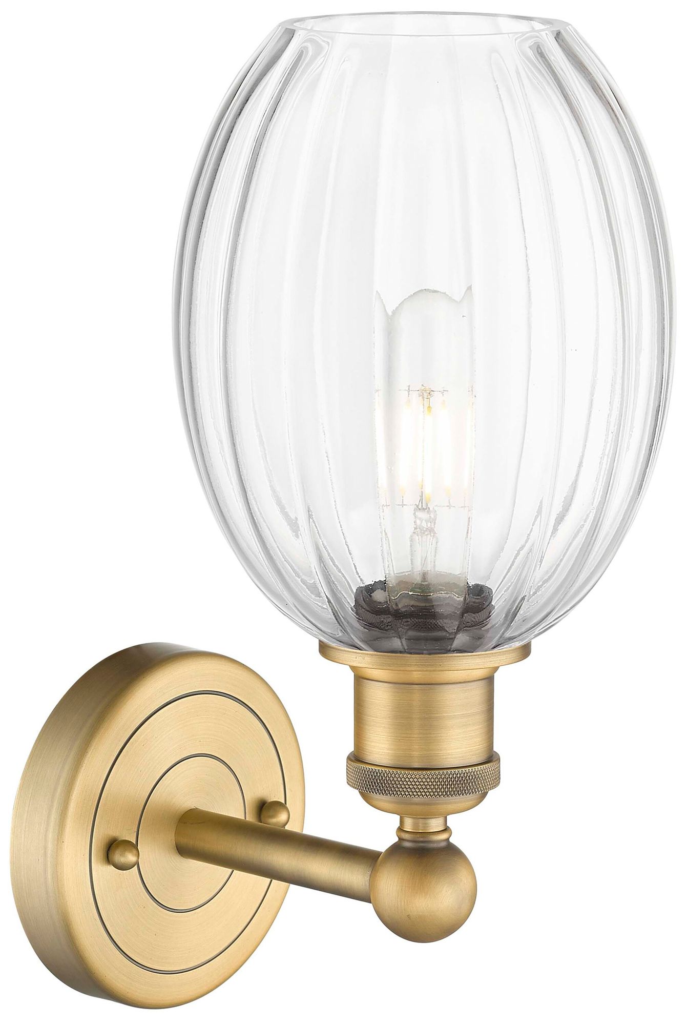 Image 2 Edison Preston 13" High Brushed Brass Sconce With Clear Bulb Shade more views