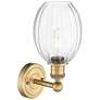 Edison Preston 13" High Brushed Brass Sconce With Clear Bulb Shade