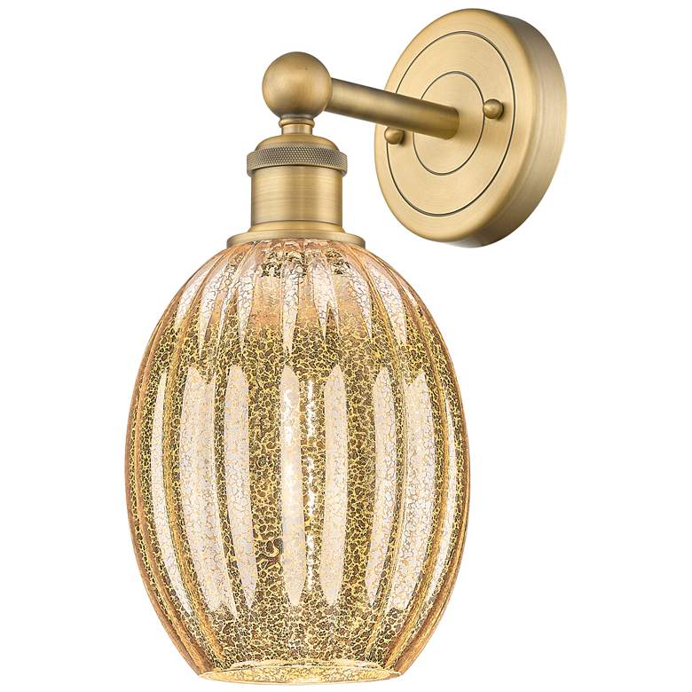 Image 1 Edison Preston 13" High Brushed Brass Sconce With Mercury Bulb Shade