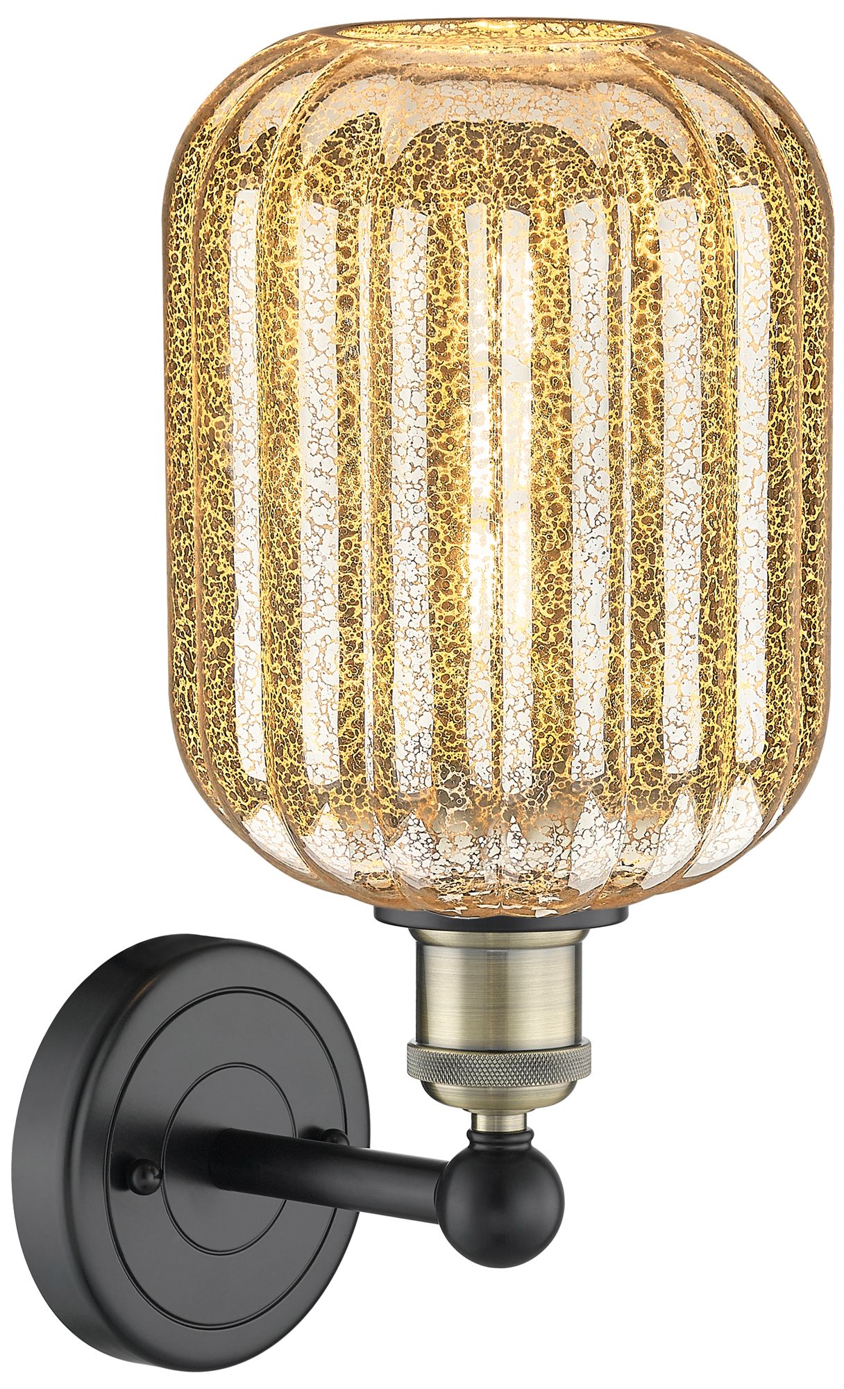 Image 2 Edison Preston 14"H Black Antique Brass Sconce With Mercury Jar Shade more views