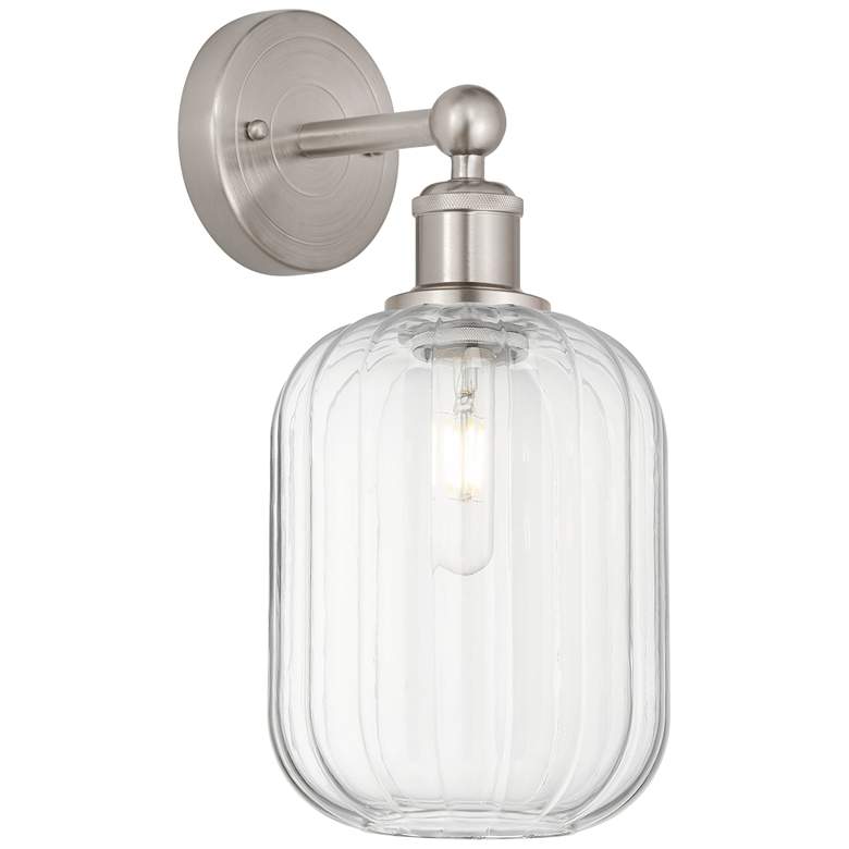 Image 1 Edison Preston 14"H Brushed Satin Nickel Sconce With Clear Jar Shade