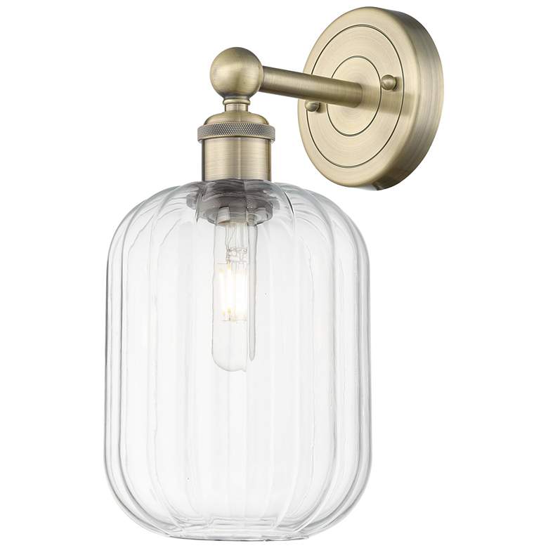 Image 1 Edison Preston 14" High Antique Brass Sconce With Clear Jar Shade