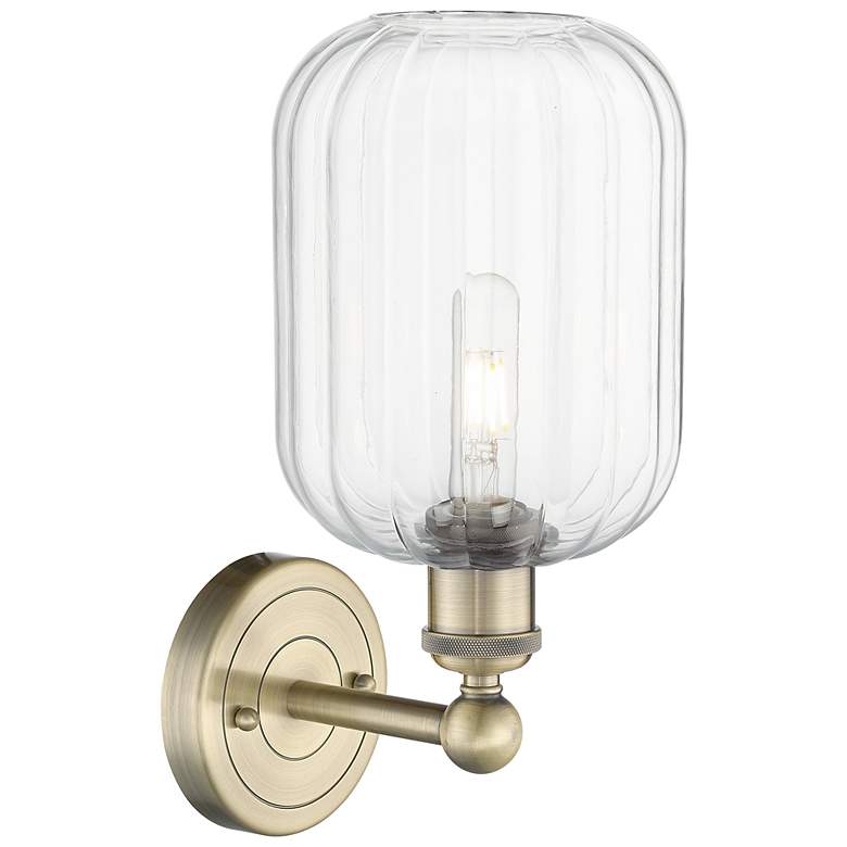Image 2 Edison Preston 14" High Antique Brass Sconce With Clear Jar Shade more views