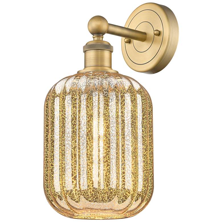 Image 1 Edison Preston 14" High Brushed Brass Sconce With Mercury Jar Shade
