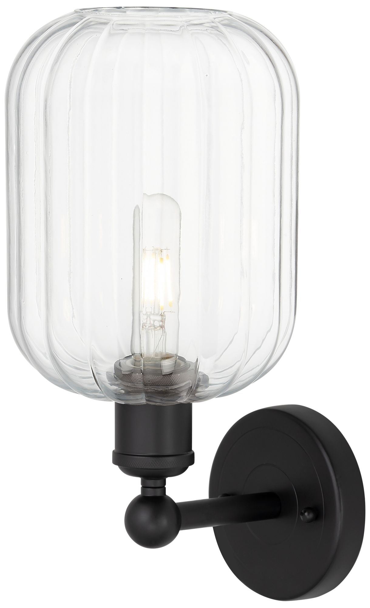 Image 2 Edison Preston 14" High Matte Black Sconce With Clear Jar Shade more views