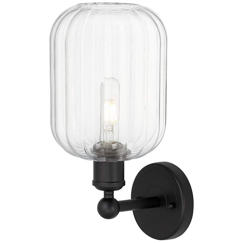 Image 2 Edison Preston 14" High Matte Black Sconce With Clear Jar Shade more views