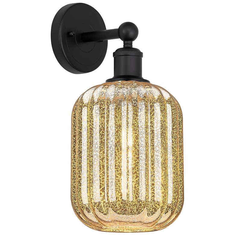Image 1 Edison Preston 14" High Matte Black Sconce With Mercury Jar Shade