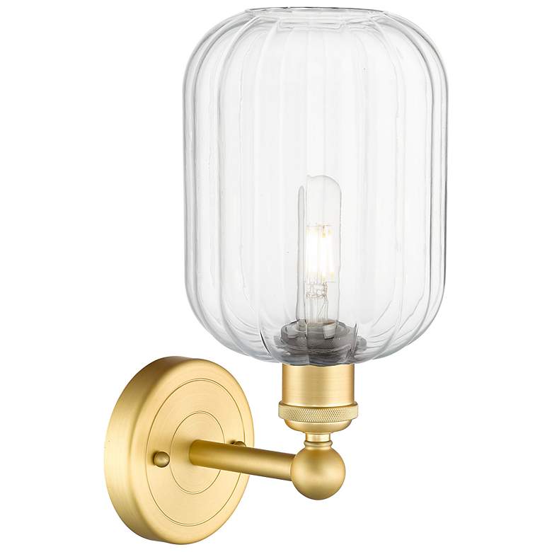 Image 2 Edison Preston 14" High Satin Gold Sconce With Clear Jar Shade more views