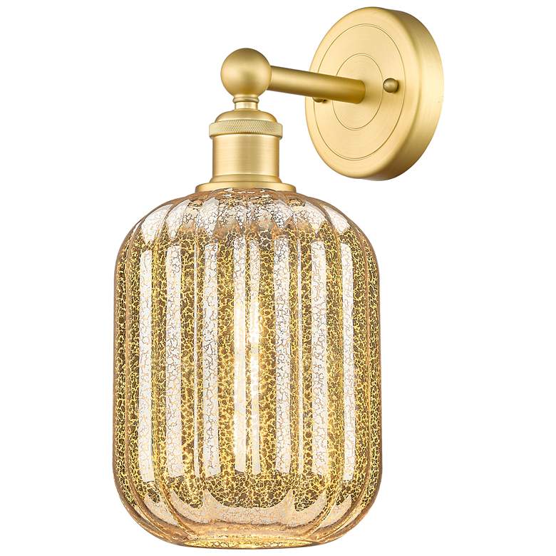 Image 1 Edison Preston 14" High Satin Gold Sconce With Mercury Jar Shade