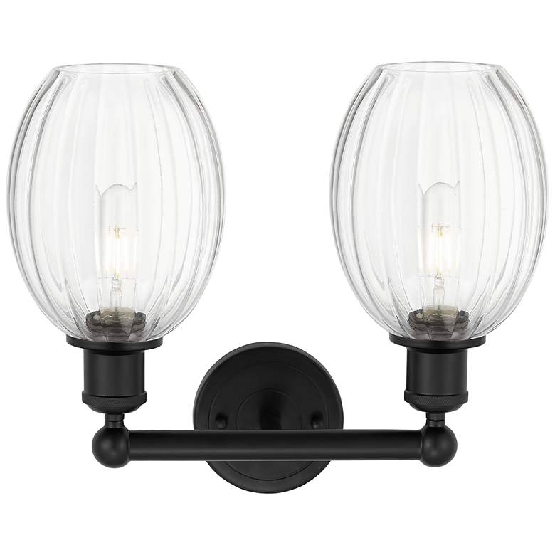 Image 2 Edison Preston 15"W 2 Light Black Vanity Light w/ Clear Bulb Shade more views