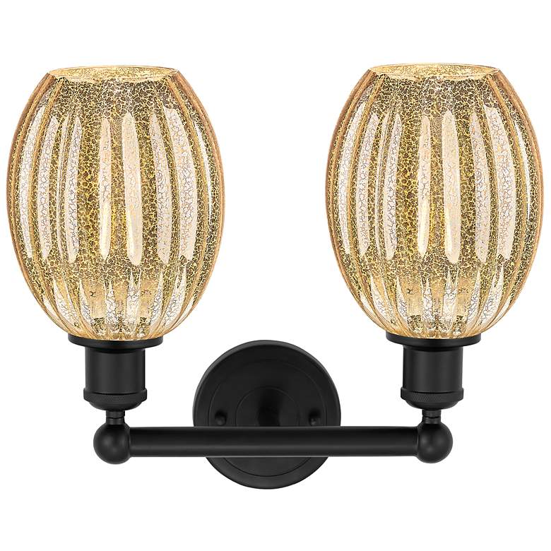 Image 2 Edison Preston 15"W 2 Light Black Vanity Light w/ Mercury Bulb Shade more views