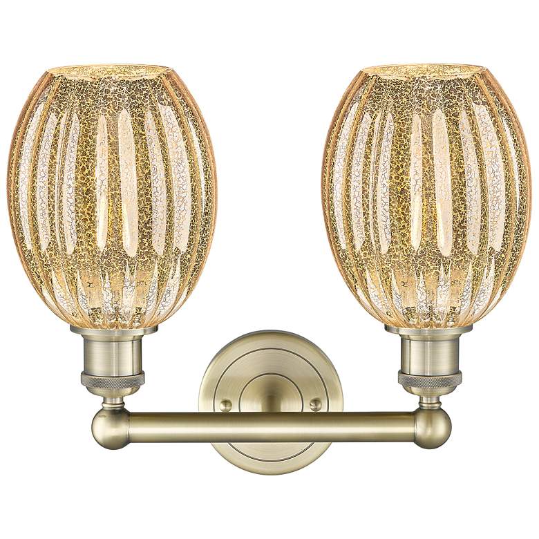 Image 2 Edison Preston 15"W 2 Light Brass Vanity Light With Mercury Bulb Shade more views