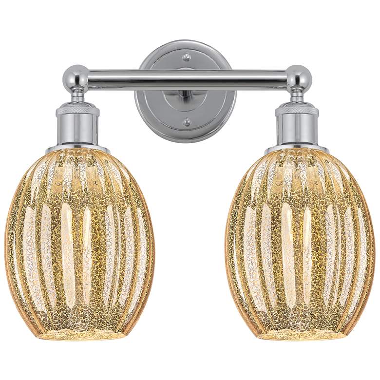 Image 1 Edison Preston 15"W 2 Light Chrome Vanity Light w/ Mercury Bulb Shade