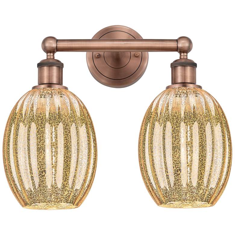 Image 1 Edison Preston 15"W 2 Light Copper Bath Light With Mercury Bulb Shade