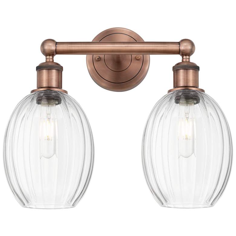 Image 1 Edison Preston 15"W 2 Light Copper Vanity Light With Clear Bulb Shade