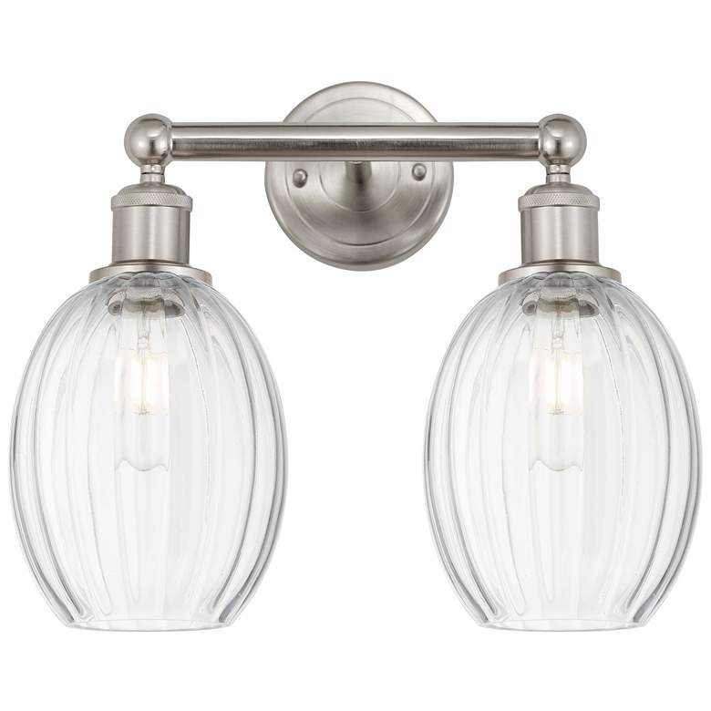 Image 1 Edison Preston 15"W 2 Light Nickel Bath Light w/ Clear Bulb Shade