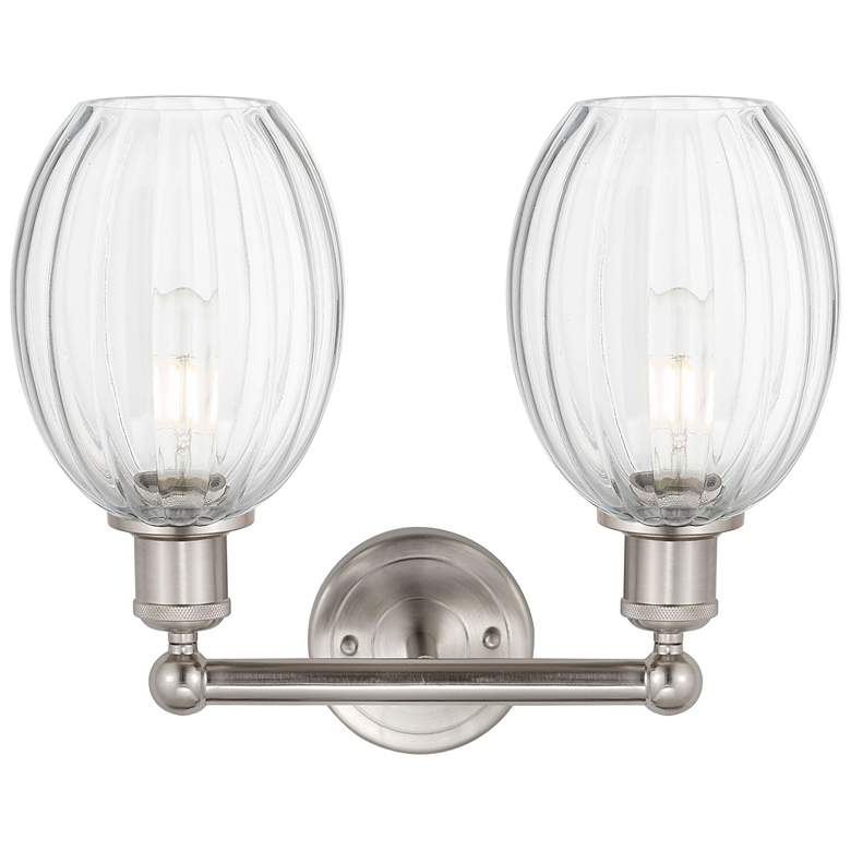 Image 2 Edison Preston 15"W 2 Light Nickel Bath Light w/ Clear Bulb Shade more views