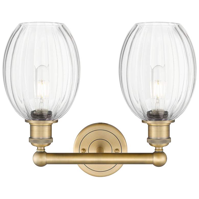 Image 2 Edison Preston 15"W 2-Lt Brushed Brass Bath Light w/ Clear Bulb Shade more views