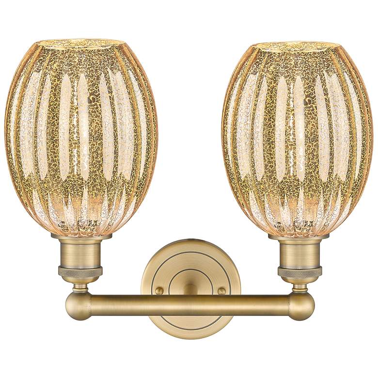 Image 2 Edison Preston 15"W 2-Lt Brushed Brass Vanity w/ Mercury Bulb Shade more views