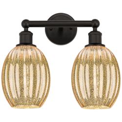 Edison Preston 15"W 2-Lt Oiled Bronze Bath Light w/ Mercury Bulb Shade