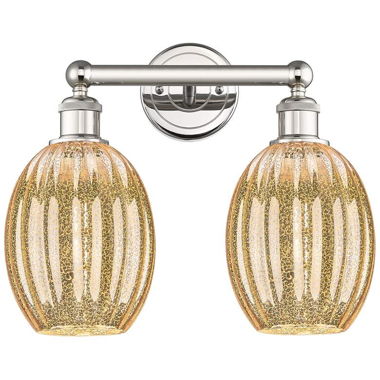 Image 1 Edison Preston 15"W 2-Lt Polished Nickel Vanity w/ Mercury Bulb Shade
