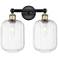Edison Preston 16"W 2 Light Black Brass Bath Light w/ Clear Jar Shade