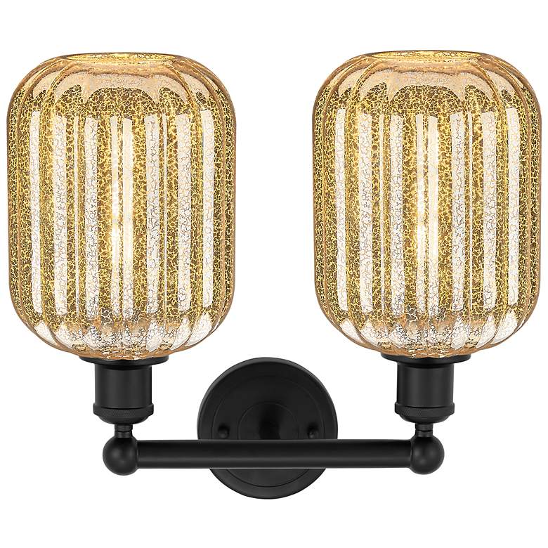 Image 2 Edison Preston 16"W 2 Light Black Vanity Light w/ Mercury Jar Shade more views
