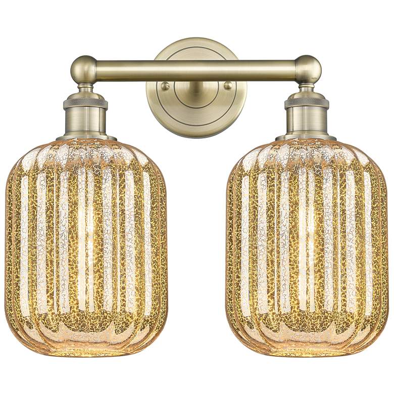 Image 1 Edison Preston 16"W 2 Light Brass Vanity Light With Mercury Jar Shade