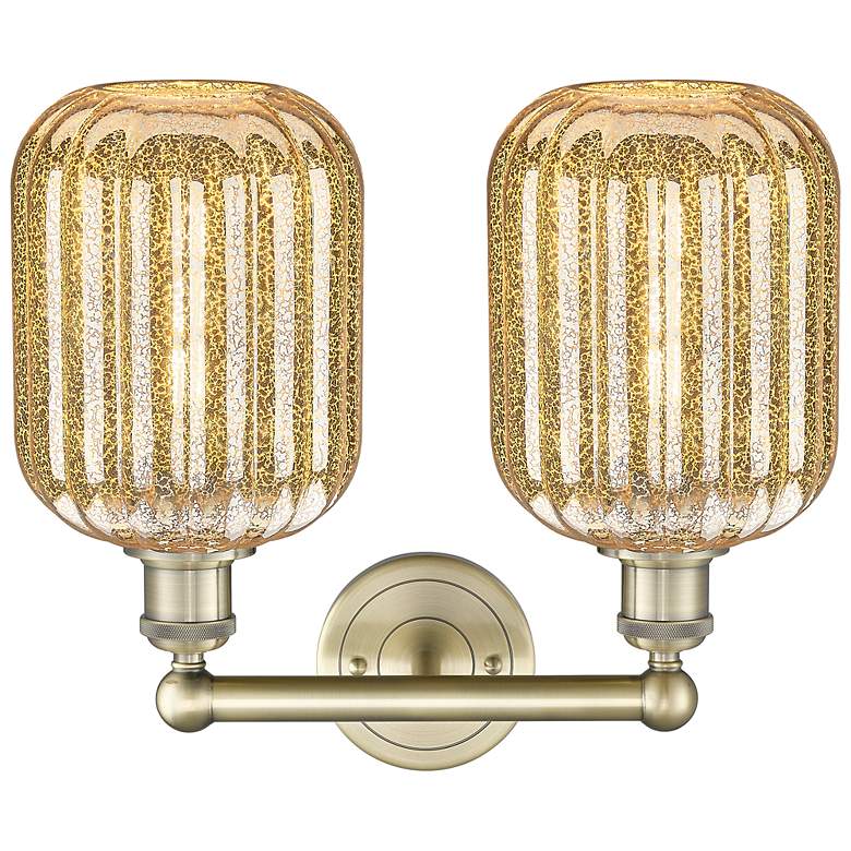Image 2 Edison Preston 16"W 2 Light Brass Vanity Light With Mercury Jar Shade more views