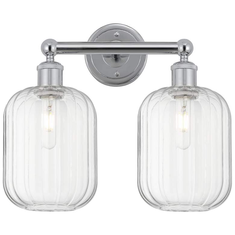 Image 1 Edison Preston 16"W 2 Light Chrome Vanity Light w/ Clear Jar Shade