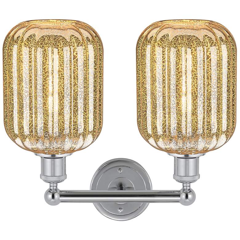 Image 2 Edison Preston 16"W 2 Light Chrome Vanity Light w/ Mercury Jar Shade more views