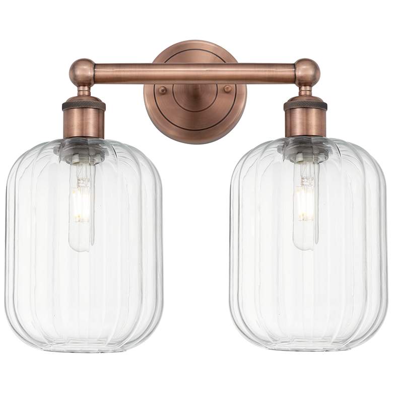 Image 1 Edison Preston 16"W 2 Light Copper Vanity Light With Clear Jar Shade